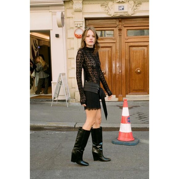 ZARA MINI SKIRT WITH CONTRAST LACE AND BOW DETAIL - Picture 5 of 7